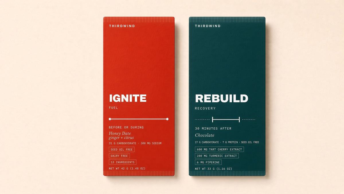 The two Thirdwind bars side by side: REBUILD in deep green, IGNITE in red